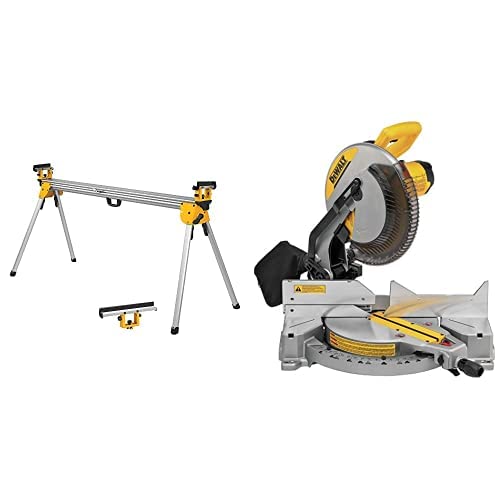 DEWALT Miter Saw Stand, 500 lb Capacity, Lightweight and Portable, Leg Locks for Easy Set Up (DWX723) & 12-Inch Miter Saw, 15-Amp, Single Bevel, Compound (DWS715),Black