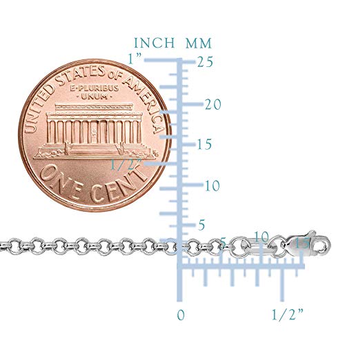 Jewelry Affairs 10K White Real Gold Round Rolo Link Chain Necklace, 2.3Mm, 20" #TOP2
