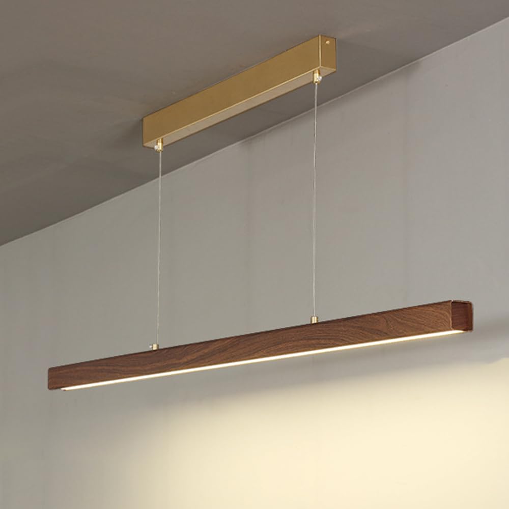 Lámpara colgante lineal LED de nogal para comedores e islas de cocina 8