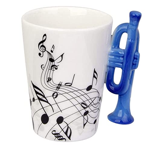 eKsdf Taza de café de cerámica, diseño de notas musicales, porcelana, taza de cerámica, con asa trompeta, divertida taza de té (Type-1 (280 ml)