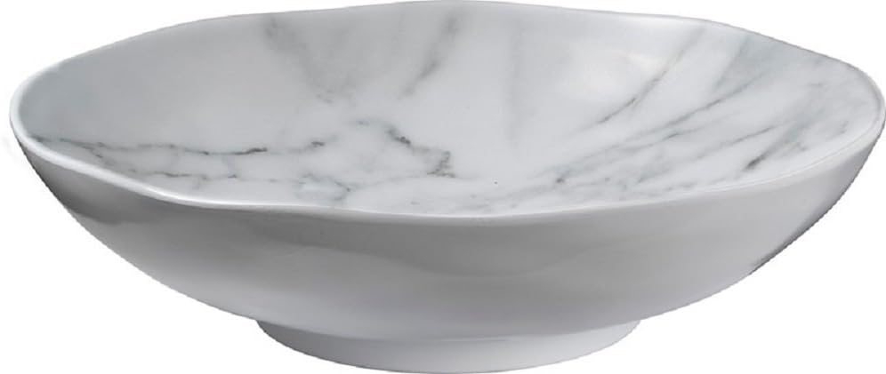 Merritt White Marble Melamine 9" Salad Bowls - set of 4