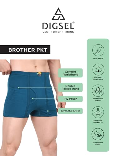 Image of Digsel Men 100% Cotton Inner Elastic Packet Trunks