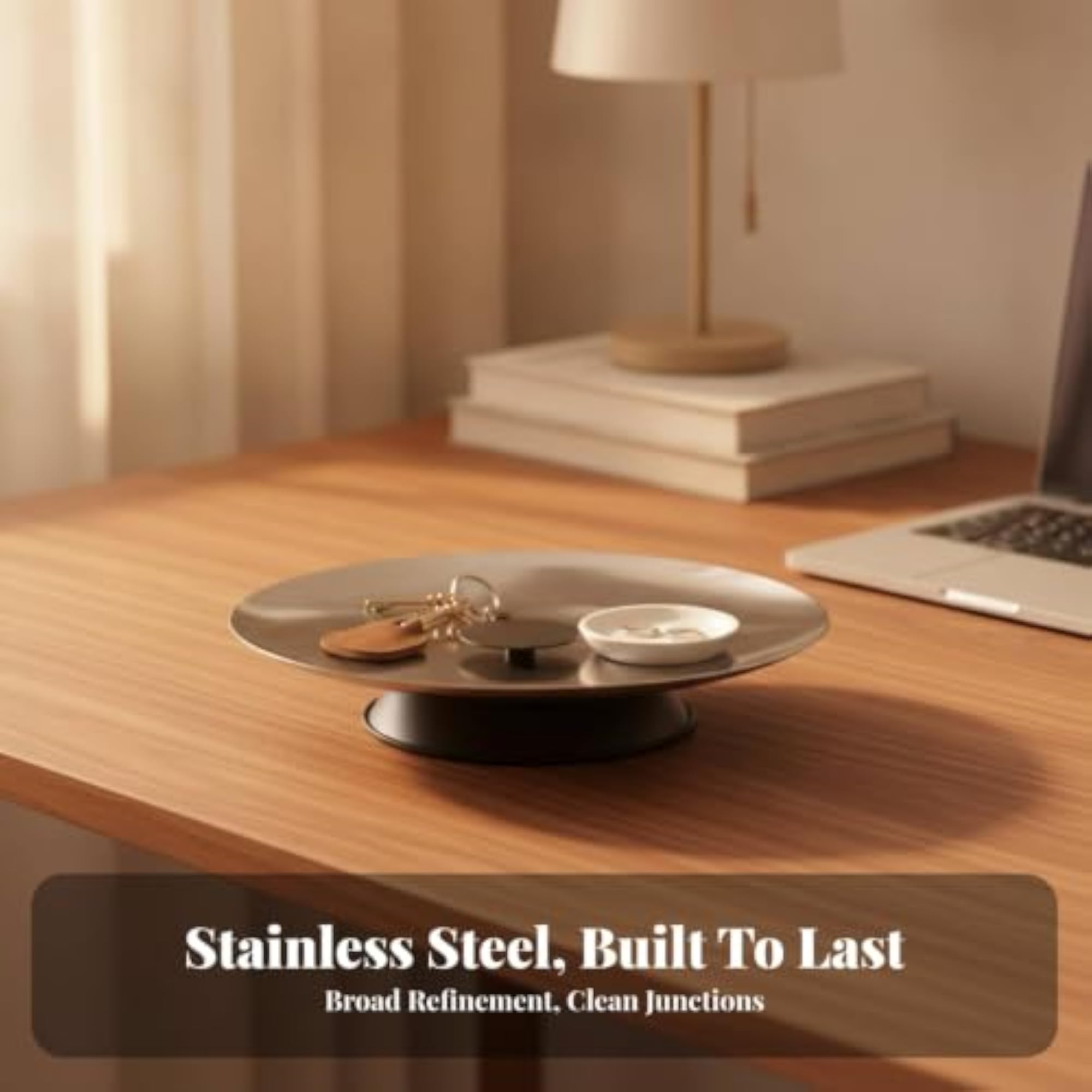 Polished Round Tray with Pedestal Base