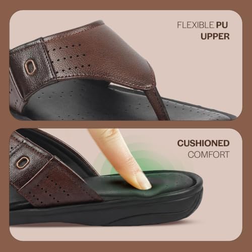 Image of FAUSTO Men's Open Toe Flip-Flop Slippers With Memory Cushion|Outdoor Slipper For Men