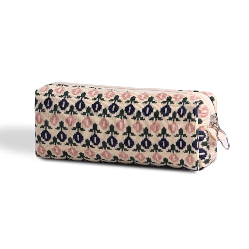 Image of Pencil Case Pen Case Office College School Storage Bag Pouch Holder Box Organizer Makeup Pouch Cosmetic Bag Aesthetic floral flower Cute Pencil Case for Girls Boys Kids (Little blue flower)