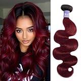 UDesire Ombre Burgundy Human Hair Bundles 1B/99j Body Wave Bundles Two Tone Black and Wine Red Bundles 18 Inch Ombre Burgundy Bundles Double Weft Hair Weave 95g/Pc