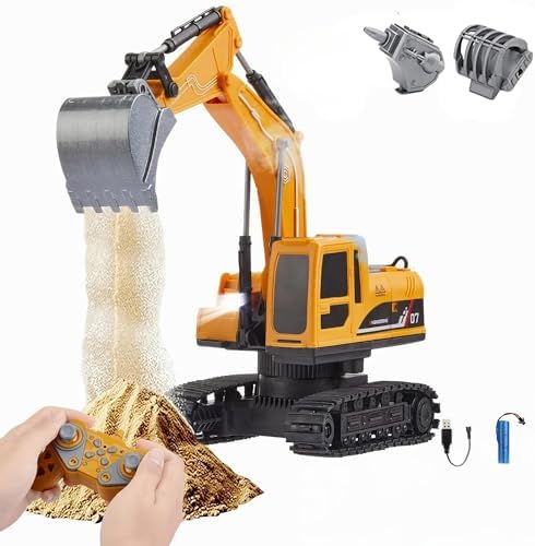 Oyuncak 2.4GHz Uzaktan Kumandalı Şarjlı Işıklı Buhar Atan Paletli Hareketli Kepçeli Rc Ekskavatör - Görsel 1