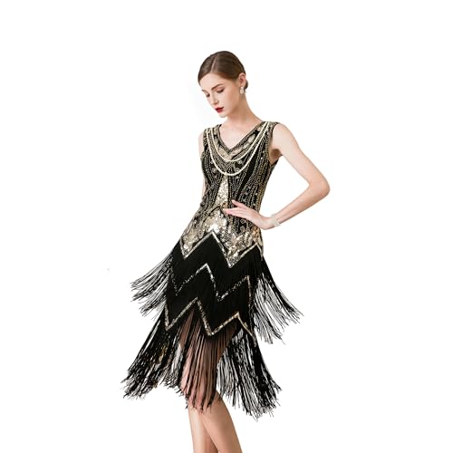 Wuchieal Women's Flapper Dresses 1920s Beaded Fringed Great Gatsby Dress - Image 6