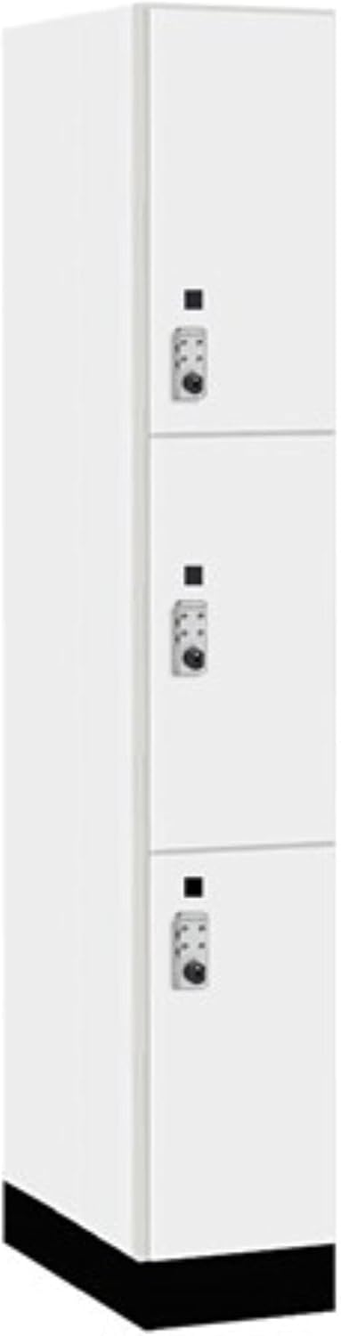 Salsbury 12" Wide Premier Wood Locker-Triple Tier-1 Wide-6 Feet High-21 Deep-Arctic White-Silver Resettable Combination Locks