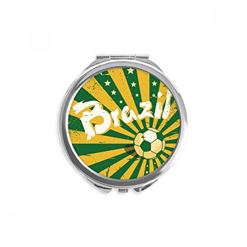 Miroir de maquillage football jaune vert Brésil compact pour corriger votre teint partout
