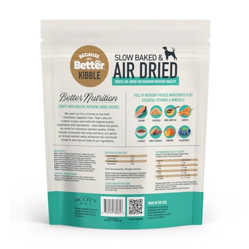 Because It’s Better Slow Baked & Air Dried Dog Food - Real Salmon & Veggies - Complete & Balanced Dry Dog Food - Grain Free, High Protein, Natural Nutrition for All Life Stages, 3 lb Bag - Thumbnail 7