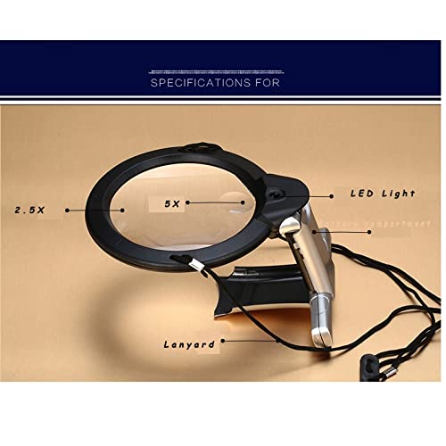 Lente d'ingrandimento a mani libere LED lente d'ingrandimento illuminata 5X 2.5X lente d'ingrandimento da lettura lente d'ingrandimento da indossare per gli anziani cucito ricamo