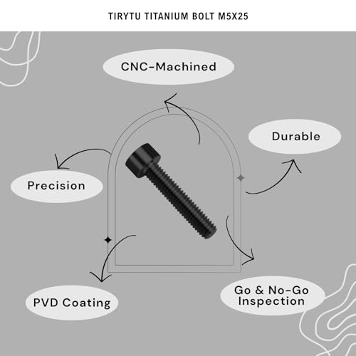 Image of Titanium Bolts M5x25, Black, 6PC | Lightweight Hex Socket Screws, MTB /Road Bike /Motorcycle, Corrosion Resistant, Marine Grade Fasteners