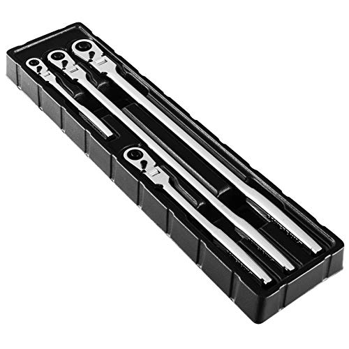 Powerbuilt 4 Piece 72 Tooth Pro Tech Long Reach Flex Head Ratchet Set With Contour Handles - 240238 #TOP6