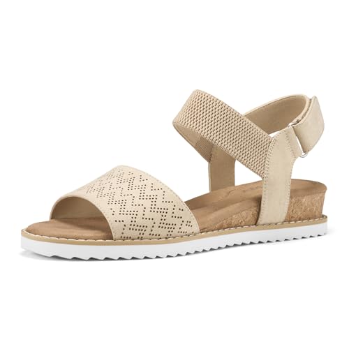 ZURIN Womens Comfortable Walking Sandals Open Toe Elastic Ankle Strap Short Flat Wedge Sandals for Women Dressy Summer