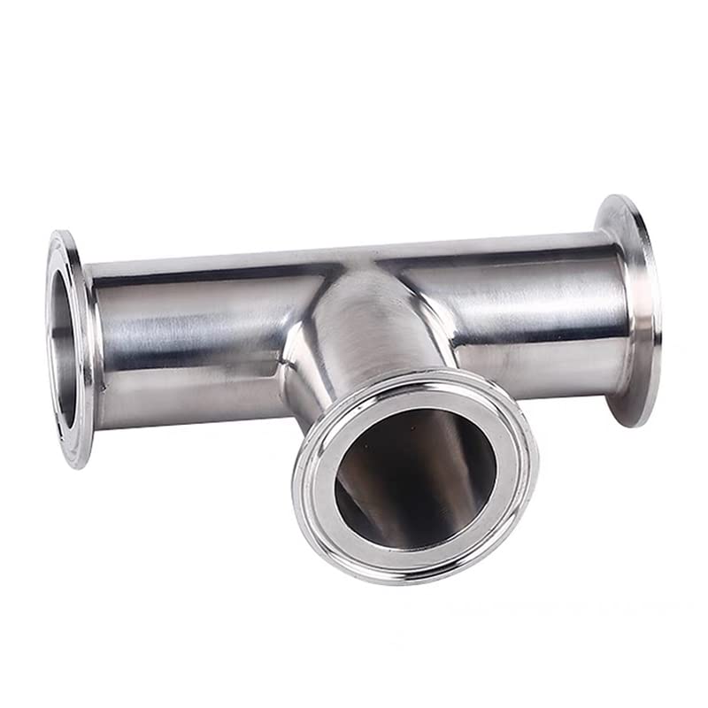 piezas 19 mm-108 mm O/D 304 férula sanitaria de acero inoxidable Conector en T de 3 vías Instalación de tuberías 1.5quot; -4quot; -51 mm x férula 64