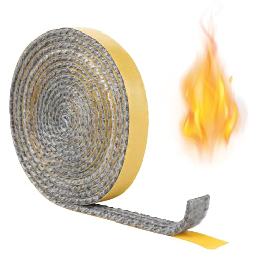 Kachelafdichting zelfklevend, 3 mm x 1 cm x 3 m, zelfklevende houtkachelafdichting, platte afdichtingstape, keramische veld-afdichtingstape, schoorsteenaansluitband voor kachels, hittebestendig tot