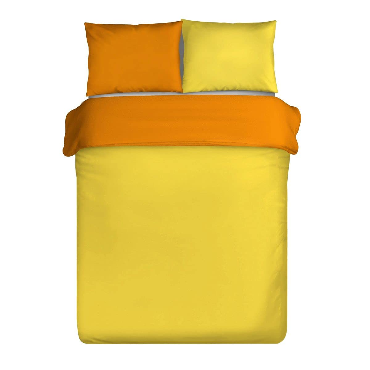 Parure de lit satin mako 160x200 Nova jaune orange en coton haut de gamme