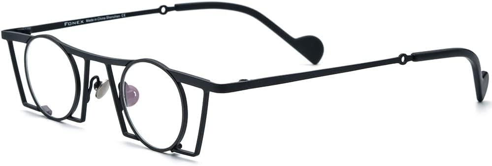 FONEX Pure Titanium Glasses Frame Men Square Frame Round Lens Eyeglasses Women Eyewear F85750 - Image 3