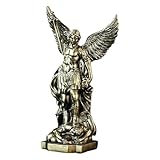 Matériau : fabriquée en résine, cette statue d'archange pour autel domestique offre une finition semblable au bronze, ce qui en fait une sculpture de collection résistante à la décoloration et à l'usure. statue d'archange avec , figurine d'ange gardien en résine