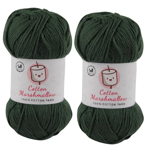 Image of NESTNHAVEN Cotton Marshmallow 100% Cotton Yarn - (50 g, 130 m) - Luxury Yarn for Crochet, Amigurumi, Embroidery, Toys, Garments, Flowers and Hobby Projects (Deep Green) |