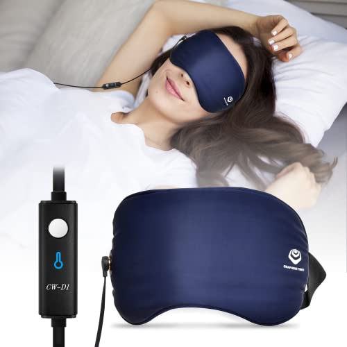 Heated Eye Mask, Warm Eye Compress Mask for Dry Eyes,100% Silk Sleep Mask, Adjustable Temp, USB Port, Heated Eye Mask for Dry Eyes Electric, Puffy Eye Relief Mask, Dry Eye Relief Mask
