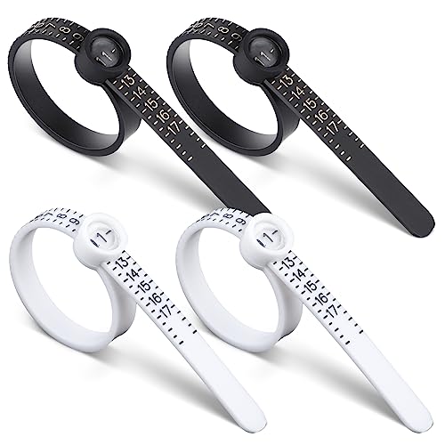 Ouligay 4Pcs Ring Sizer Reusable Finger Size Gauge Measure Tool Ring Sizer Measuring Tool Clear And Accurate Jewelry Sizing Tools Plastic Finger Sizing Measure Tool 1-17 Usa Rings Size(Black,White) #TOP25