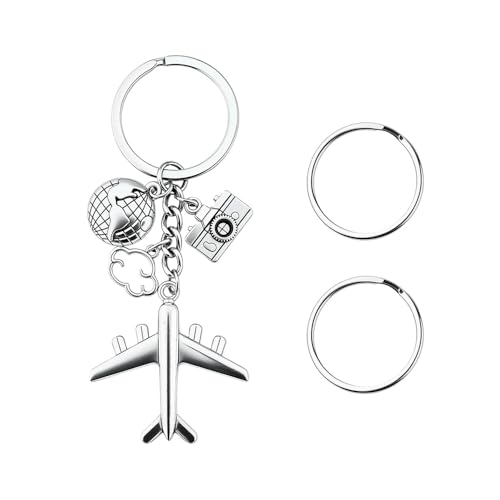 Pliwcas Airplane Keychain Key Chain Charm for Women Men Travel