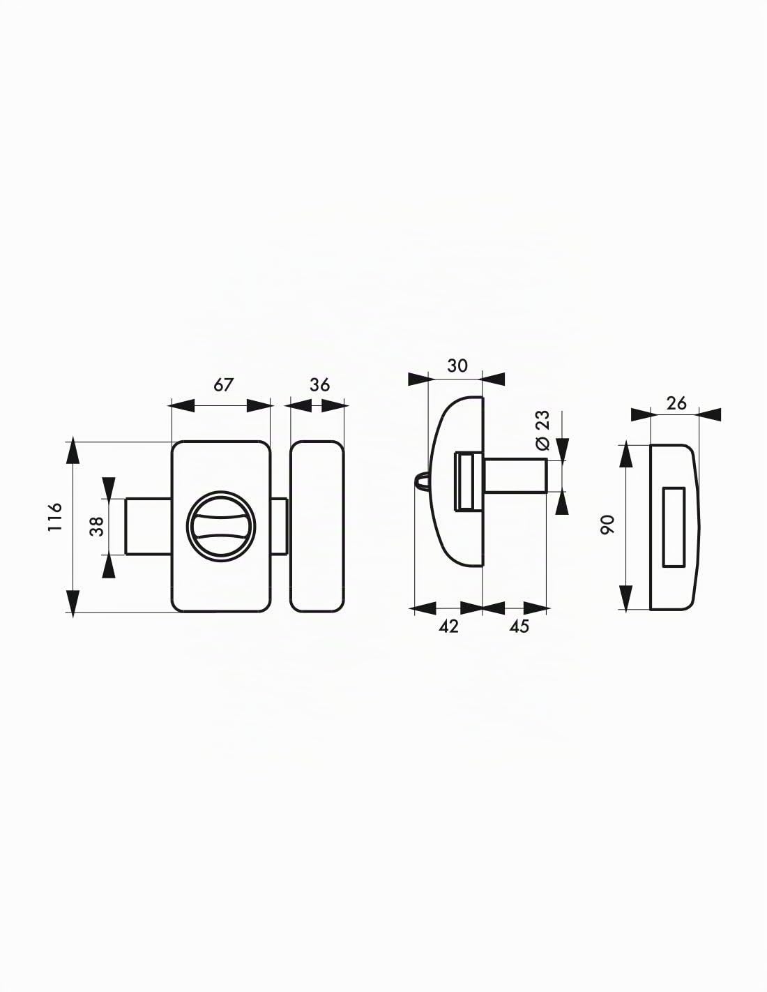 THIRARD Verrou à Bouton et Cylindre Acier Cylindre 45 mm Verni