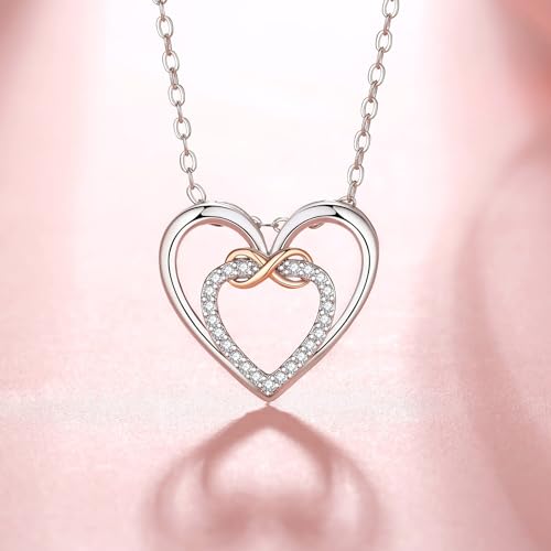 Bonus Granddaughter Gifts, Bonus Granddaughter Necklace, Rose Gold Infinity Eternal Heart, CZ Silver Pendant Necklace, Birthday Gifts, Valentine's Day Gift4