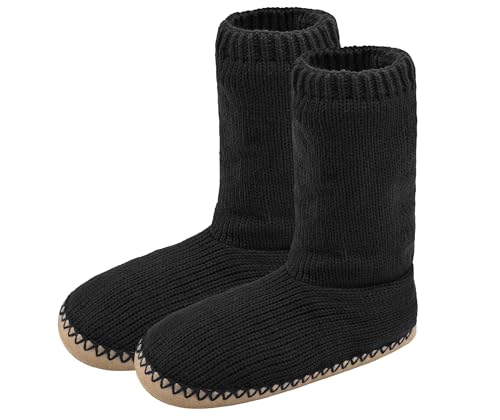 Image of Panda Bros Cozy Boot Slippers for Men Indoor, Fuzzy House Shoes with Non Slip Gripper Soles, Winter Knitted Non-Skid Home Warm Floor Socks