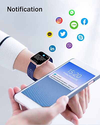 ASIAMENG Smartwatch,1.69 Zoll HD-Touch Screen Smartwatch für Damen und Herren,20 Trainingsmodi Fitnessuhr mit SpO2-Überwachung Pulsuhr Schlafmonitor Schrittzähler (Blau)