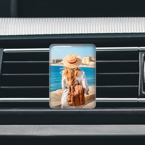 Ambientador Personalizado de Cristal para el Coche - Clip de Aromaterapia Personalizado para el Ventilador del Coche con su Foto Texto