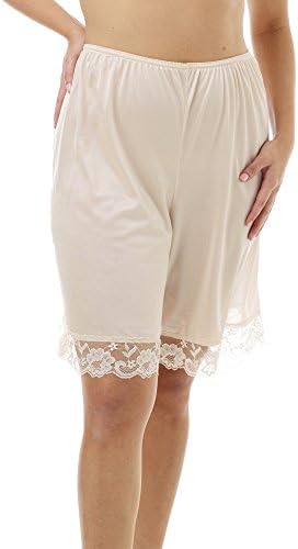 Underworks Pettipants Nylon Culotte Slip Bloomers Split Skirt 9-inch Inseam 3X-Large-Beige