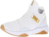 PUMA Women's DEFY MID Sneaker, Puma White-Metallic Gold, 9