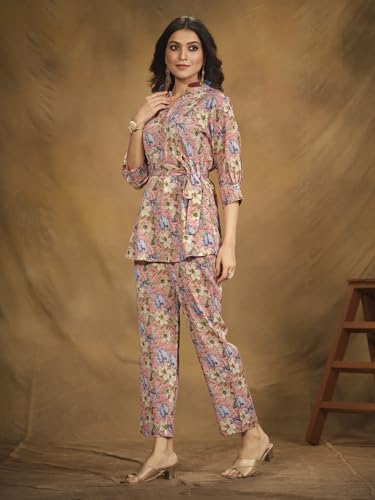 Image of NAINVISH Polyester Cord Set | Ethnic Co Ord Set | Casual Wear Pant Top Set | Fancy Co-Ord Set | Full Pair Set | Women Kurta Sets Kurtis | Women Kurta Pant Set | Coord Sets for Women