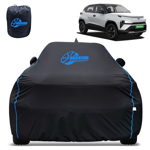Image of 100% Waterproof Car Cover for Tata Punch Ev - Black, All-Weather & Animals Nail Protection with Mirror & Antenna Pockets | Premium Washable Fabric | Custom Fit