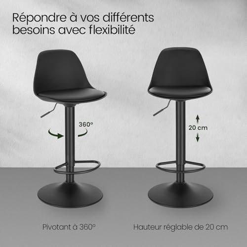 Tabouret de bar avec dossier confortable pour soulager le dos à table