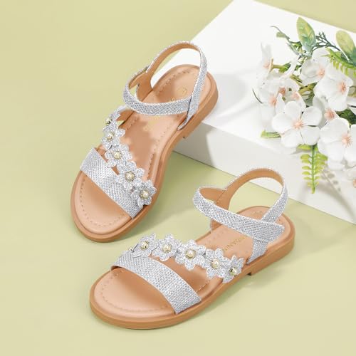 Image of PANDANINJIA Girls Sandals Open Toe Summer Flats Dress Shoes