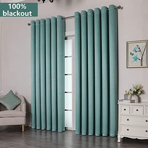 Krismile Total Blackout Eyelet Curtains teal green - Thermal Insulated & Noise Reducing, Thick Long Curtains for Bedroom, Lined Blackout Curtains, Room Darkening Curtains, 66 x 72inch 2 Panels - Image 3