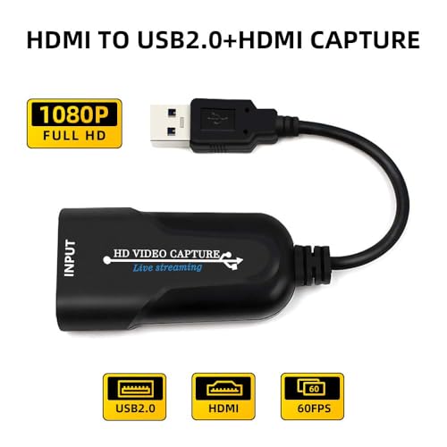 Image of HDMI to USB 3.0 Audio Video Capture Card, Full HD UP to 1080P 60fps Live Video Recorder Game Capture Card for Laptop High Definition Acquisition, Live Broadcasting