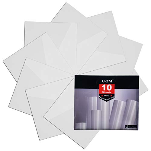 U-ZM Heat Transfer Vinyl White Bundle, 10 Sheets 12