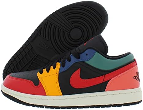 Nike Women's Air Jordan 1 Low UNC Basketball Shoe, Black/Fire Red-taxi, 7.5