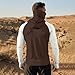 Mens Uv Rash Guard Fishing Hoodies with Mask Lightweight Breathable Shirts Sun Protection Hood Blouse UPF 50+ Shirt（4-Coffee,XX-Large