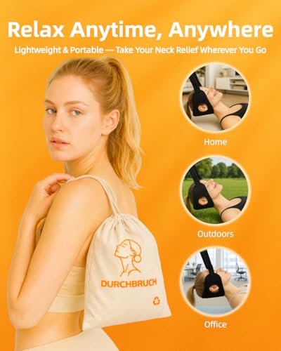 Image of Durchbruch Neck Stretcher for Neck Pain Relief, 3-Level Adjustable Cervical Traction Device, Soft Neck Stretcher Hammock with Removable Cushions, Silicone Protectors, Eye Mask, Earplugs & Storage Bag