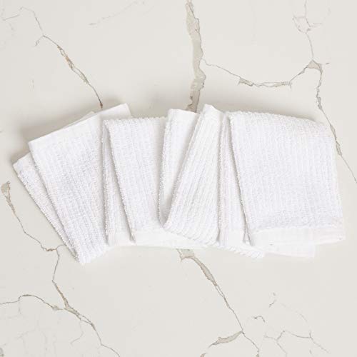 Bar Mop Cleaning Kitchen Dish Cloth Towels,100% Cotton, Machine Washable, Everyday Kitchen Basic Utility Bar Mop Dishcloth Set Of 12, White #TOP1