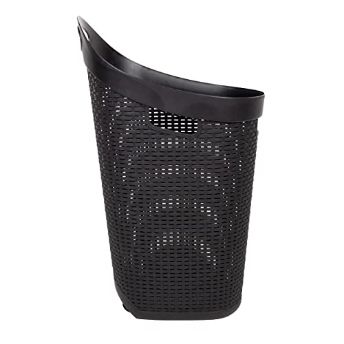 Mind Reader Rolling Laundry Basket, Wheeled Ventilated Hamper With Cutout Handles, Lightweight Washing Bin, Dirty Clothes Storage, Plastic, 60 L Capacity, Black #TOP6