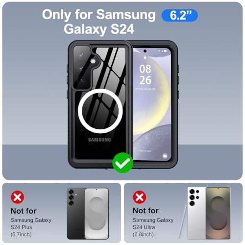 Image of ANTSHARE IP68 Waterproof Case for Samsung Galaxy S24, Black /Clear | Compatible with MagSafe, Built-in Screen /Lens Protector - Shockproof & Dropproof, Full Body Protection for Swimming /Outdoor