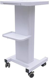 Beauty Salon Trolley Cart, Metal Salon Spa Rolling Trolley Stand Mobile Salon Rolling Cart with 360° Rotation Wheels and Storage Tray for Home & Salon Use (White)