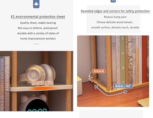 Dreamhousey Desktop-mehrschichtiges Bücherregal-Speicherregal, große Kapazität Massivholz-Speicherwand auf dem Schreibtisch, Student einfach organisierendes Rack, Büro-Speicherregal (Holzfarbe)